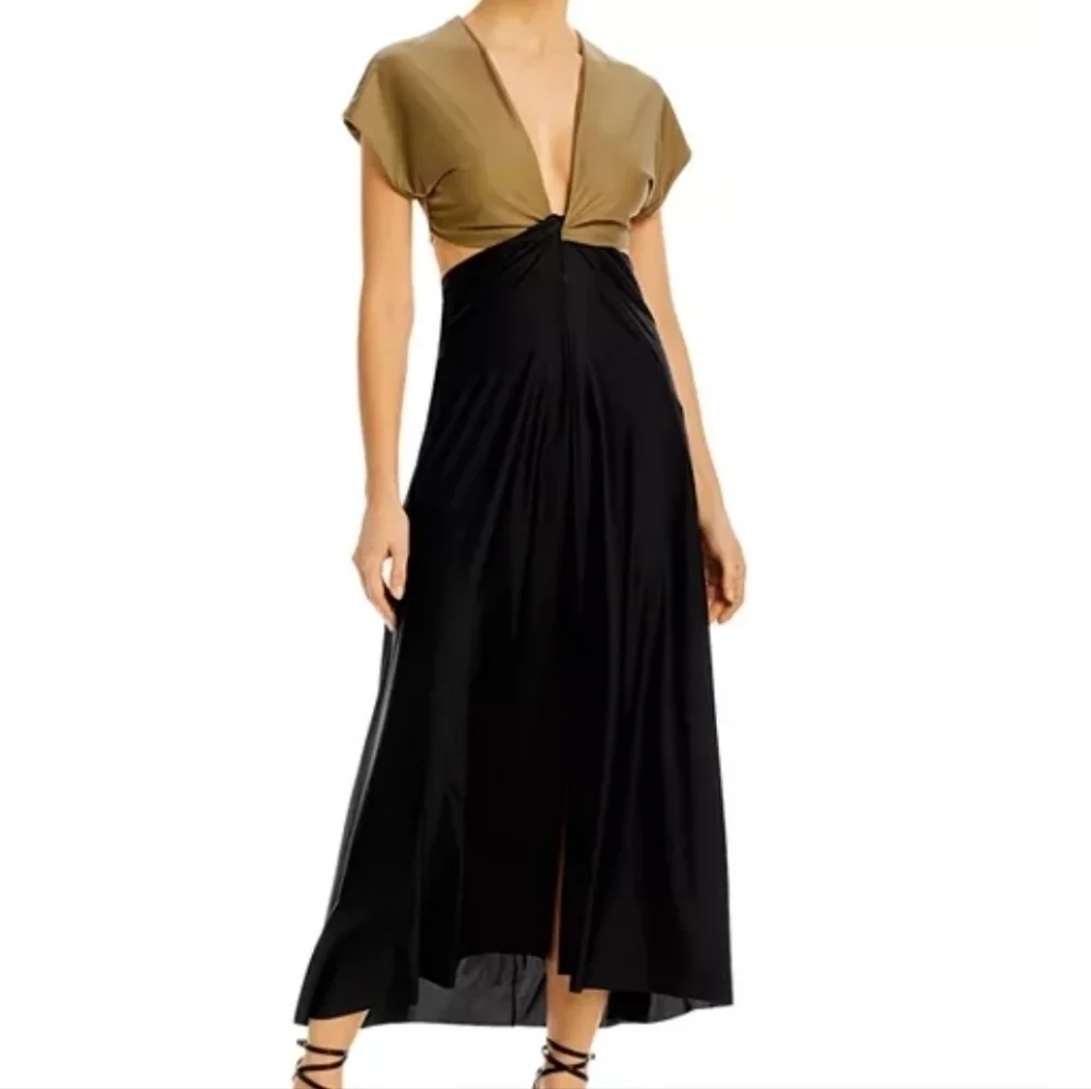 New ViX Loop Swim Beach Cover-Up Olive/Black Midi Dress NWT Size Large